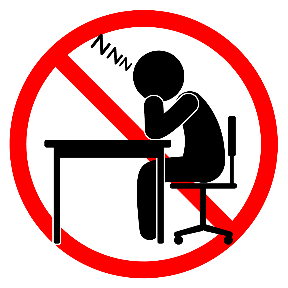 居眠り禁止 - シンプル / クリップアート / アイコン / イラスト / 無料 / 白黒 / 二色 / PNG形式：背景透明