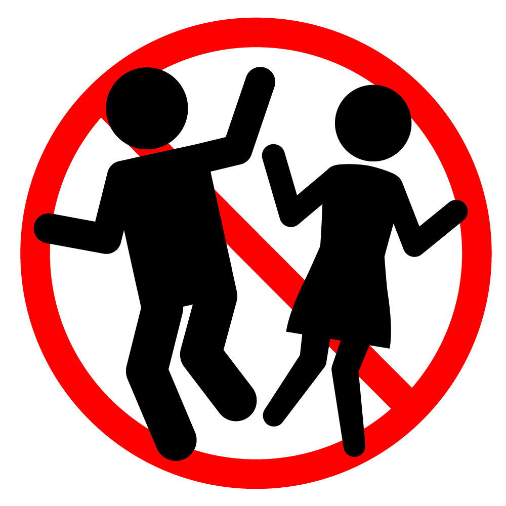 ここでのダンスは禁止 - シンプル / クリップアート / アイコン / イラスト / 無料 / 白黒 / 二色 / PNG形式：背景透明