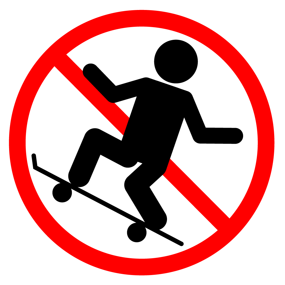 スケボー禁止 - シンプル / クリップアート / アイコン / イラスト / 無料 / 白黒 / 二色 / PNG形式：背景透明