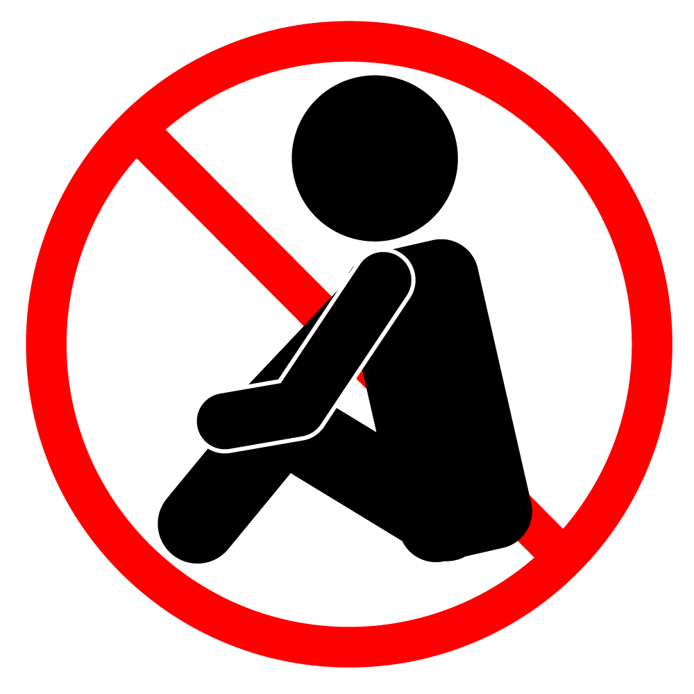 座り込み禁止 - シンプル / クリップアート / アイコン / イラスト / 無料 / 白黒 / 二色 / PNG形式：背景透明