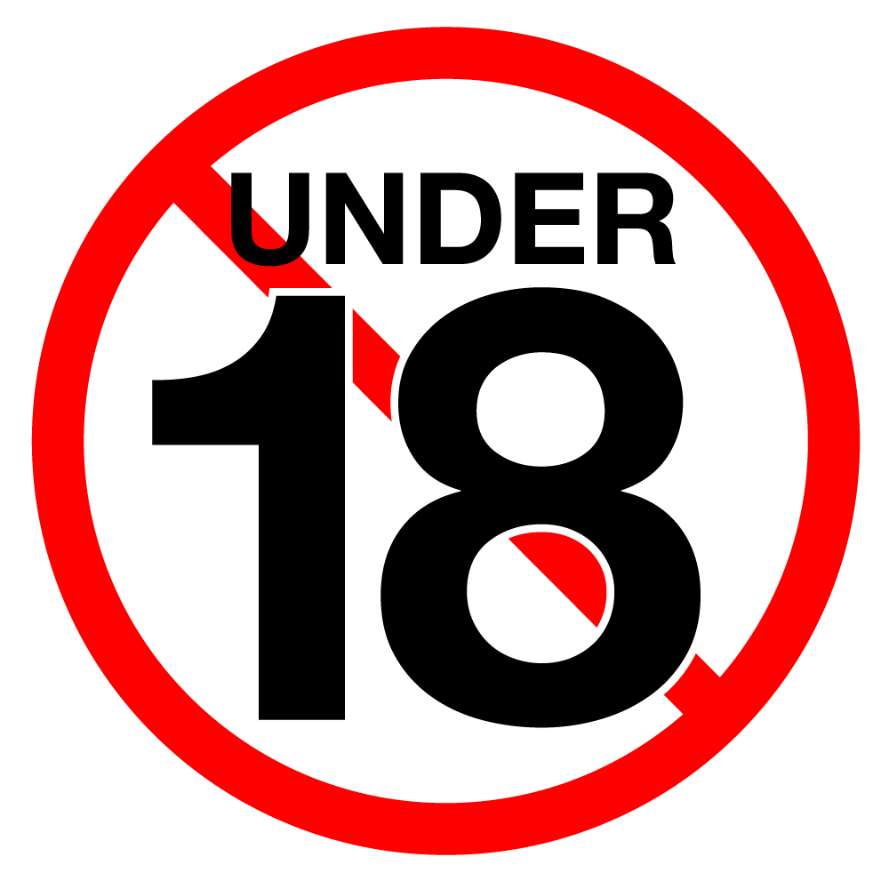 18才未満禁止 - シンプル / クリップアート / アイコン / イラスト / 無料 / 白黒 / 二色 / PNG形式：背景透明