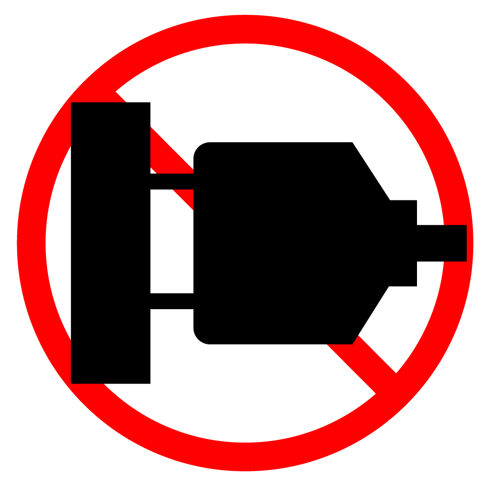 充電禁止 - シンプル / クリップアート / アイコン / イラスト / 無料 / 白黒 / 二色 / PNG形式：背景透明