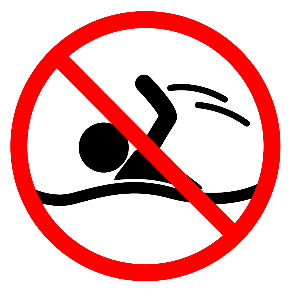 遊泳禁止 - シンプル / クリップアート / アイコン / イラスト / 無料 / 白黒 / 二色 / PNG形式：背景透明