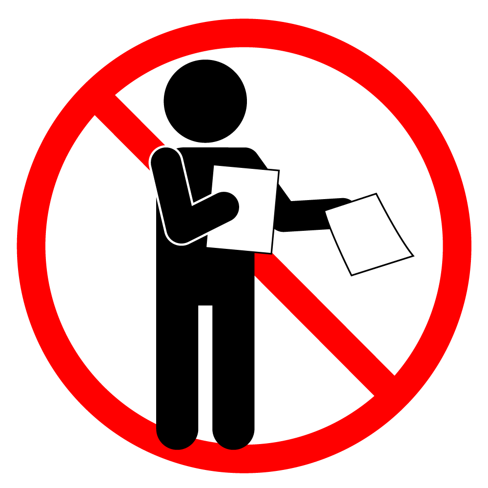 ビラ配り禁止 - シンプル / クリップアート / アイコン / イラスト / 無料 / 白黒 / 二色 / PNG形式：背景透明