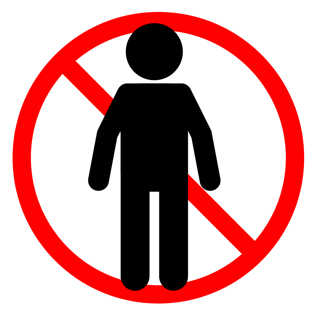 男性立入り禁止 - シンプル / クリップアート / アイコン / イラスト / 無料 / 白黒 / 二色 / PNG形式：背景透明