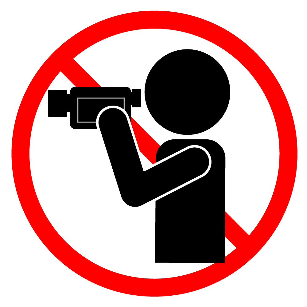 ビデオ撮影禁止 - シンプル / クリップアート / アイコン / イラスト / 無料 / 白黒 / 二色 / PNG形式：背景透明