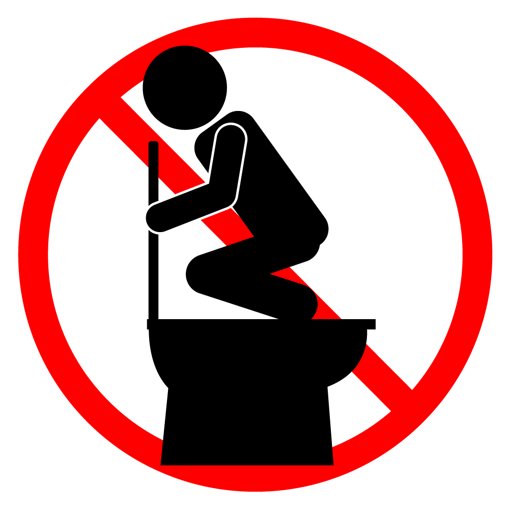 便座の上に乗らないで下さい - シンプル / クリップアート / アイコン / イラスト / 無料 / 白黒 / 二色 / PNG形式：背景透明