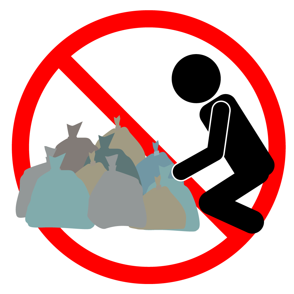 ゴミあさり禁止 - シンプル / クリップアート / アイコン / イラスト / 無料 / 白黒 / 二色 / PNG形式：背景透明