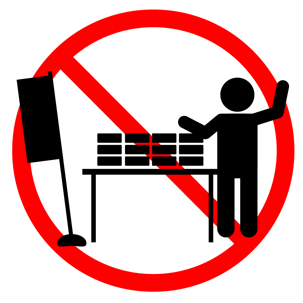 勝手な露店禁止 - シンプル / クリップアート / アイコン / イラスト / 無料 / 白黒 / 二色 / PNG形式：背景透明