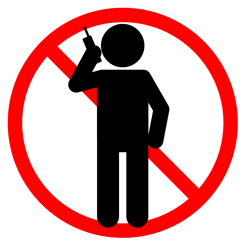 店内での携帯会話禁止 - シンプル / クリップアート / アイコン / イラスト / 無料 / 白黒 / 二色 / PNG形式：背景透明