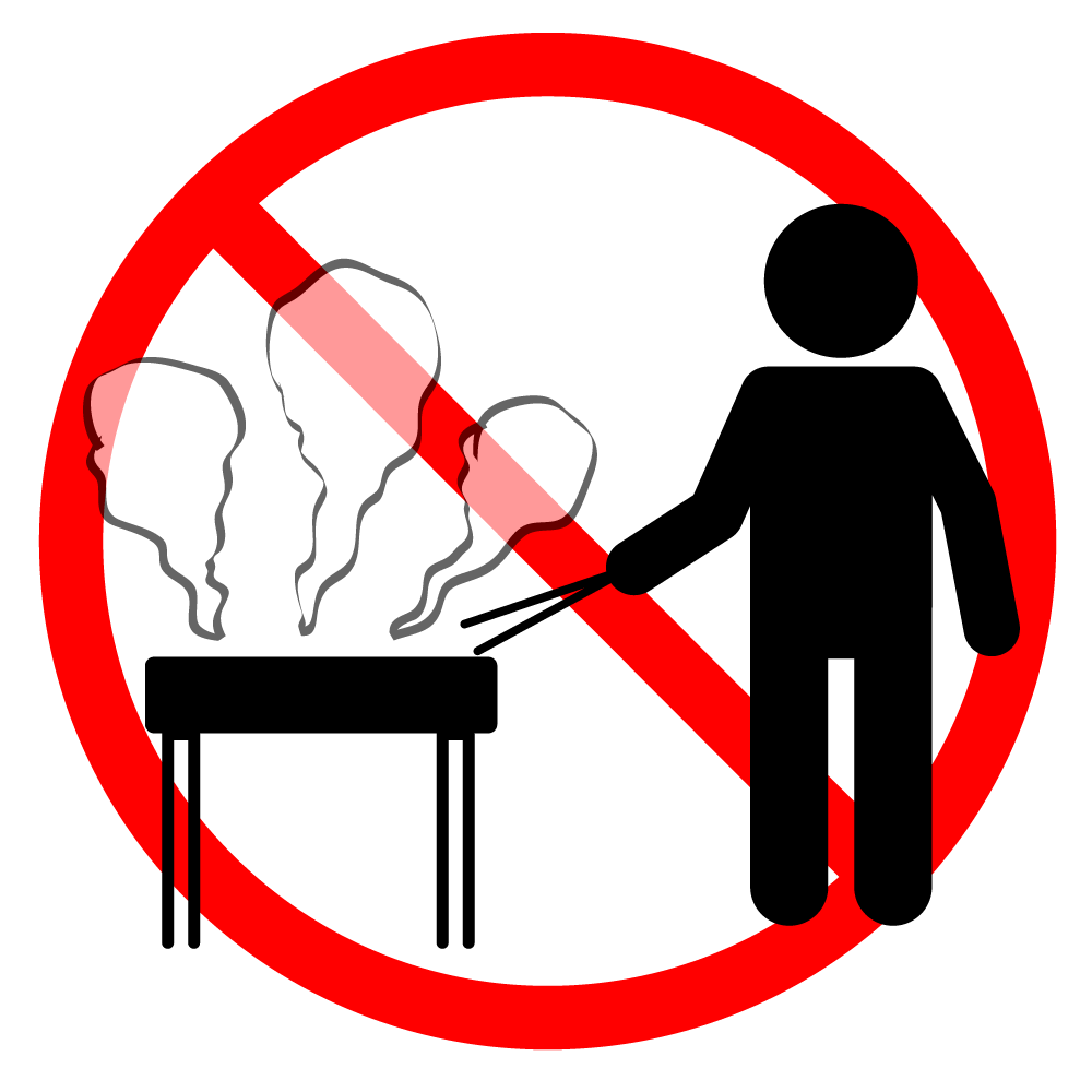 バーベキュー禁止 - シンプル / クリップアート / アイコン / イラスト / 無料 / 白黒 / 二色 / PNG形式：背景透明