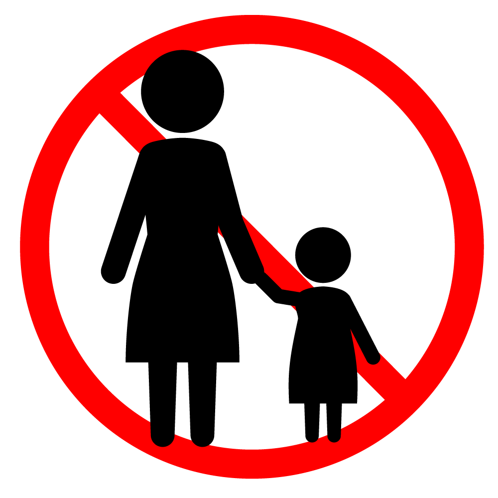 お子様連れ入店禁止 - シンプル / クリップアート / アイコン / イラスト / 無料 / 白黒 / 二色 / PNG形式：背景透明