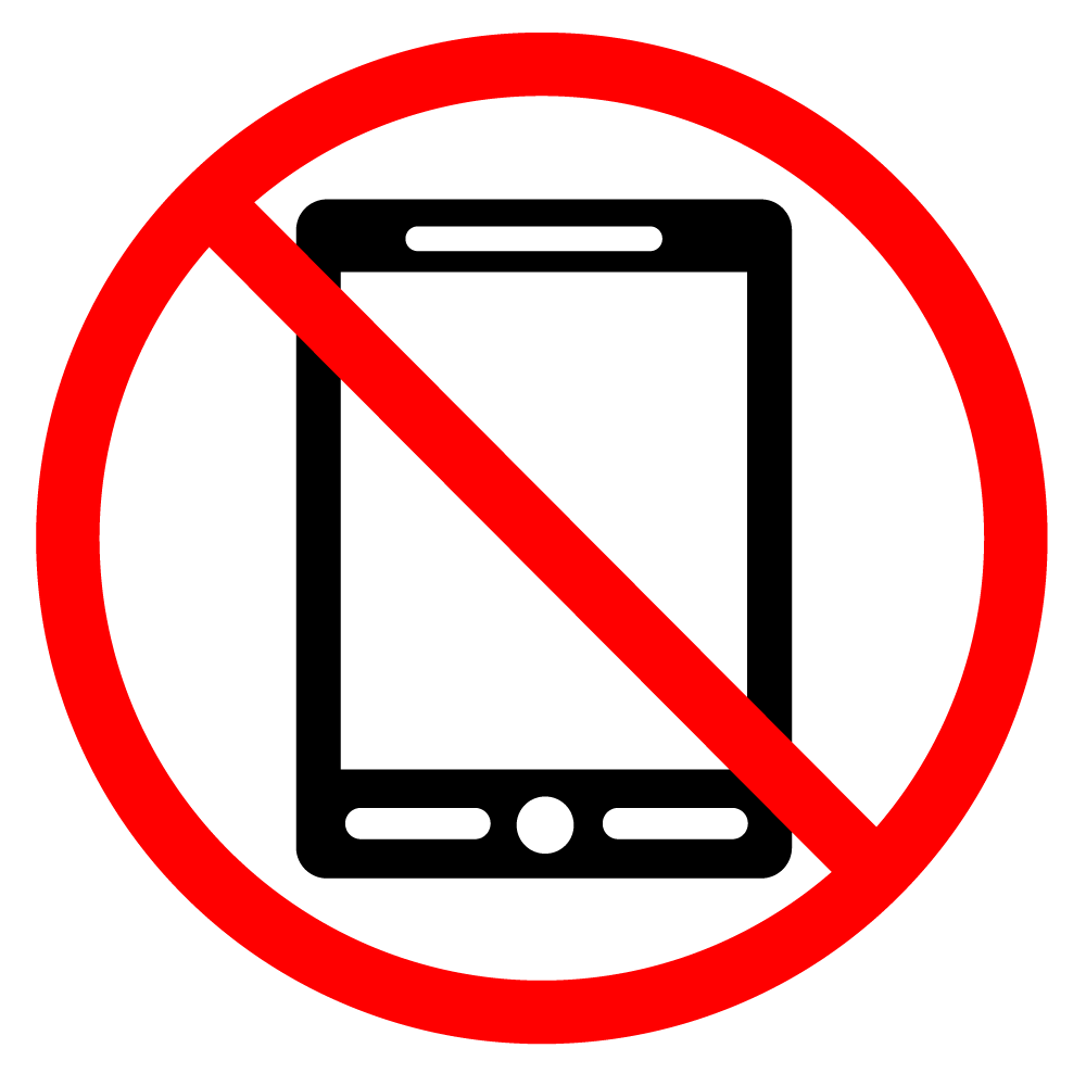 スマホ禁止 - シンプル / クリップアート / アイコン / イラスト / 無料 / 白黒 / 二色 / PNG形式：背景透明