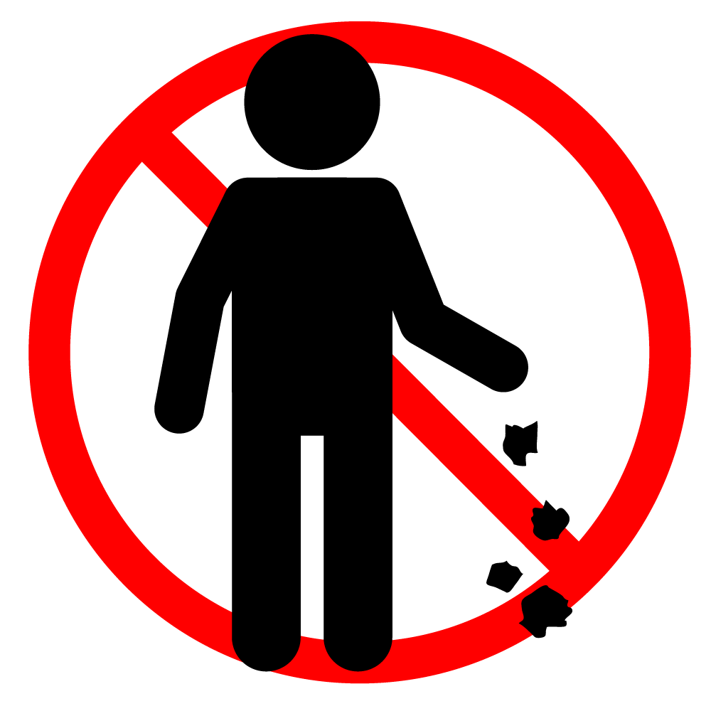 ゴミを道に捨てるな - シンプル / クリップアート / アイコン / イラスト / 無料 / 白黒 / 二色 / PNG形式：背景透明