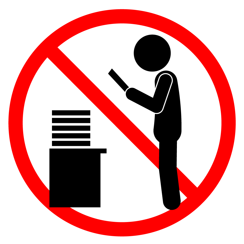 立ち読みはやめて下さい - シンプル / クリップアート / アイコン / イラスト / 無料 / 白黒 / 二色 / PNG形式：背景透明