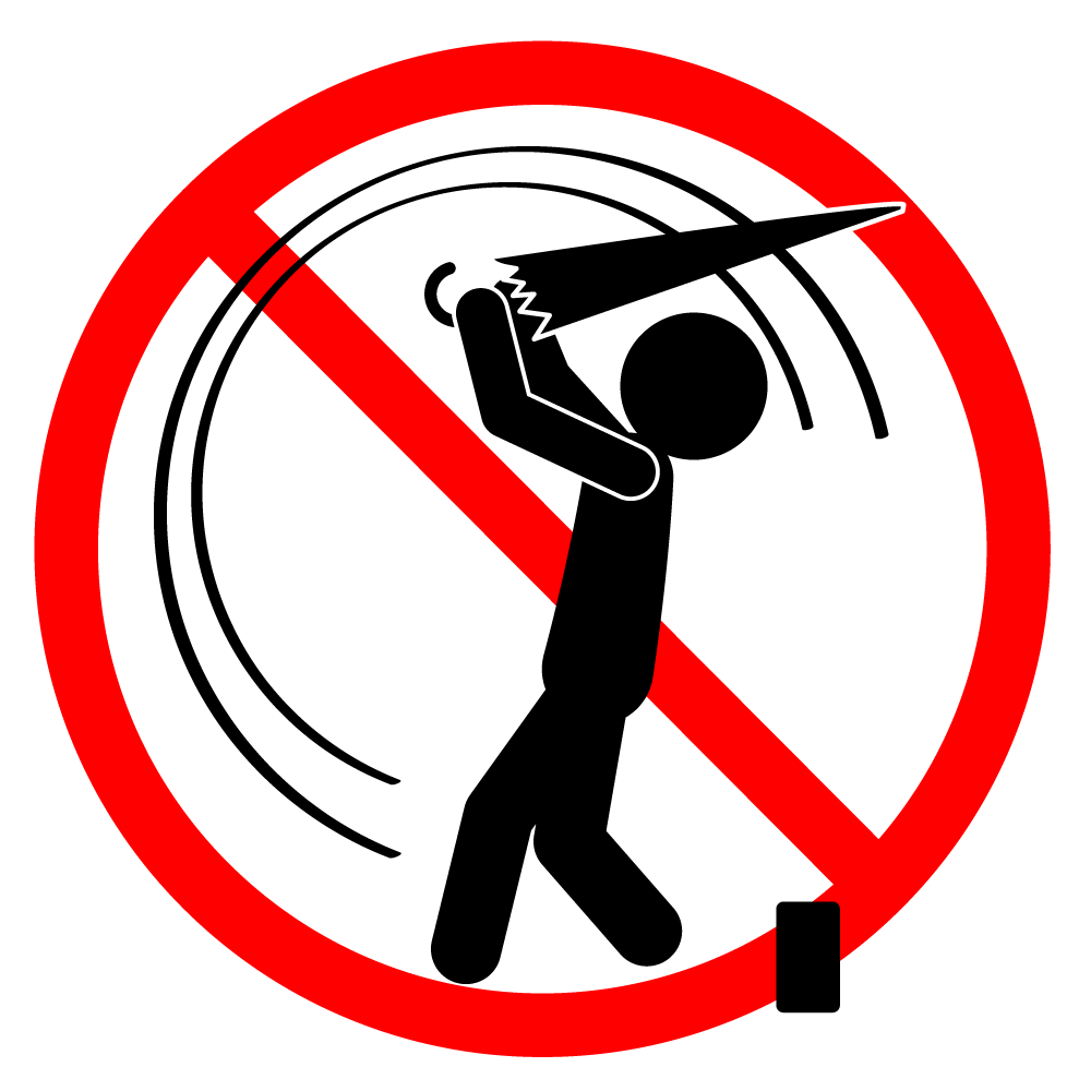 傘でのゴルフ練習禁止 - シンプル / クリップアート / アイコン / イラスト / 無料 / 白黒 / 二色 / PNG形式：背景透明