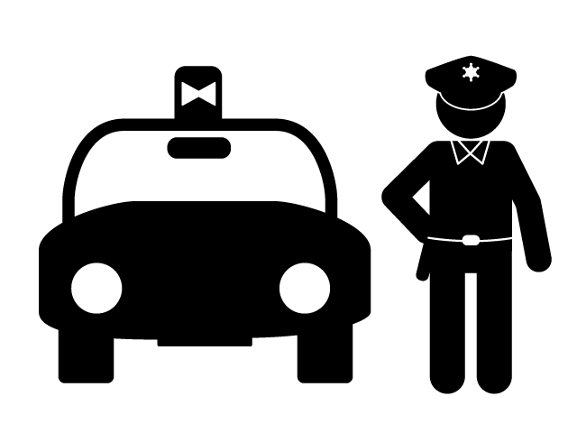 警察官 | パトカー | おまわりさん - シンプル / クリップアート / アイコン / イラスト / 無料 / 白黒 / 二色 / PNG形式：背景透明
