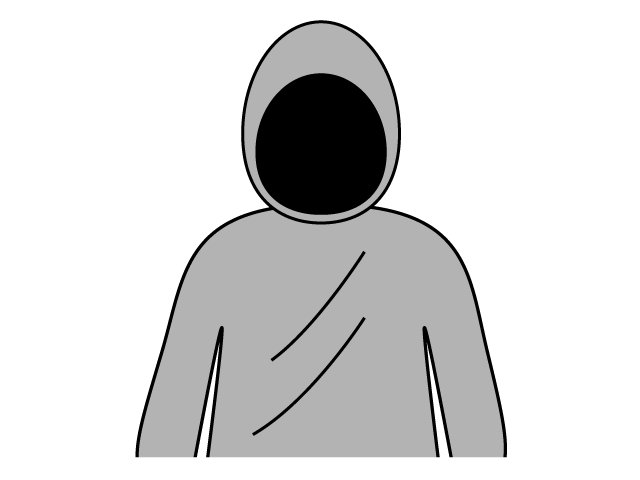 不審者 | パーカー | 顔がみえない - シンプル / クリップアート / アイコン / イラスト / 無料 / 白黒 / 二色 / PNG形式：背景透明