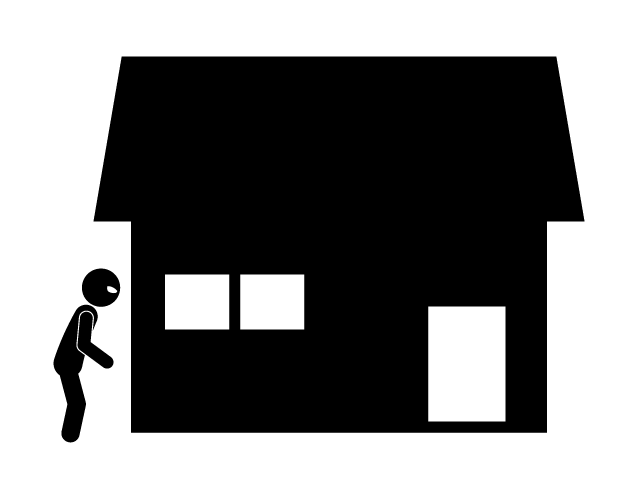 犯罪者がねらっている | 下見 | 下調べ - シンプル / クリップアート / アイコン / イラスト / 無料 / 白黒 / 二色 / PNG形式：背景透明