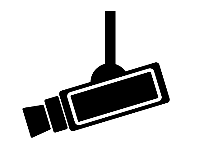 防犯カメラ | 撮影 | 不審者警戒 - シンプル / クリップアート / アイコン / イラスト / 無料 / 白黒 / 二色 / PNG形式：背景透明