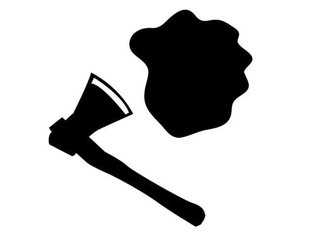 犯罪凶器 | 血液 | 血痕 | オノ - シンプル / クリップアート / アイコン / イラスト / 無料 / 白黒 / 二色 / PNG形式：背景透明