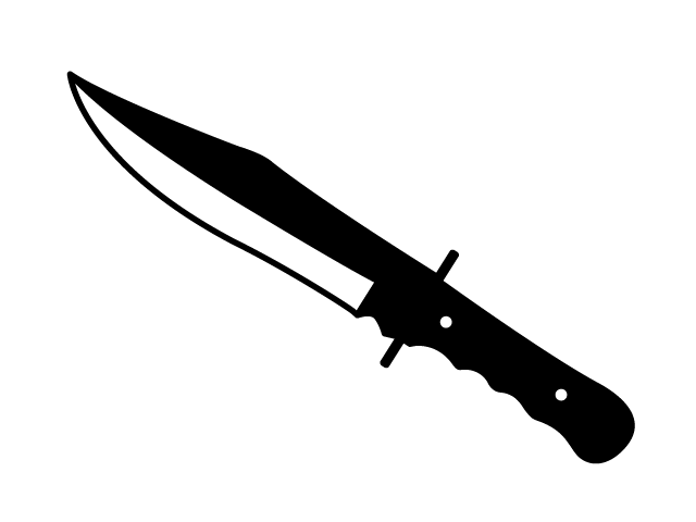 ナイフ | 凶器 | 刃物 - シンプル / クリップアート / アイコン / イラスト / 無料 / 白黒 / 二色 / PNG形式：背景透明