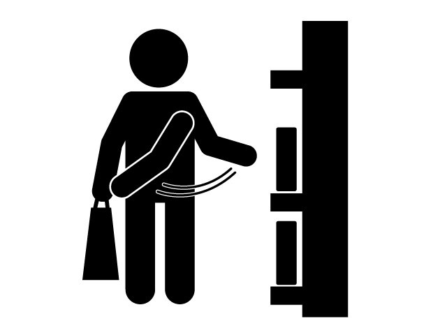 万引き犯 | 盗む | カバンに入れる - シンプル / クリップアート / アイコン / イラスト / 無料 / 白黒 / 二色 / PNG形式：背景透明