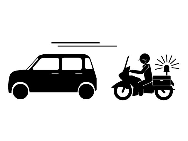 スピード違反 | 警察官 | 切符 - シンプル / クリップアート / アイコン / イラスト / 無料 / 白黒 / 二色 / PNG形式：背景透明