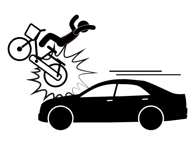 ひき逃げ事件 | 自転車 | 事故 - シンプル / クリップアート / アイコン / イラスト / 無料 / 白黒 / 二色 / PNG形式：背景透明