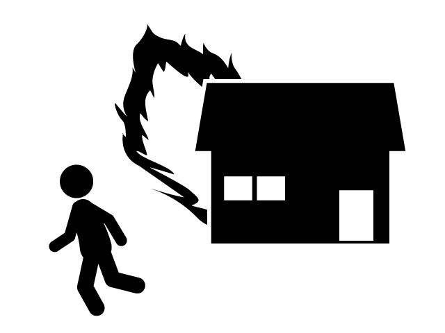 放火犯 | 愉快犯 | 火事 - シンプル / クリップアート / アイコン / イラスト / 無料 / 白黒 / 二色 / PNG形式：背景透明