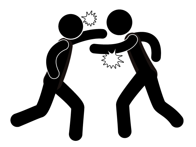 乱闘 | ケンカ | 暴力 - シンプル / クリップアート / アイコン / イラスト / 無料 / 白黒 / 二色 / PNG形式：背景透明