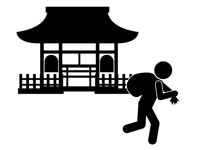 賽銭泥棒 | 犯罪 | 罰があたる - シンプル / クリップアート / アイコン / イラスト / 無料 / 白黒 / 二色 / PNG形式：背景透明