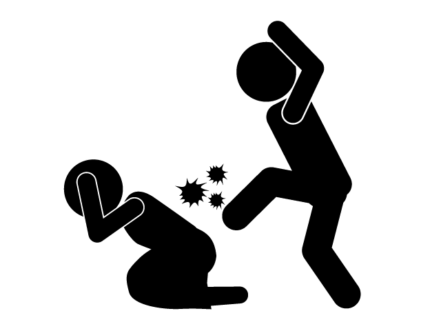 家庭内暴力 | 酔って暴力をふるう | ダメ男 - シンプル / クリップアート / アイコン / イラスト / 無料 / 白黒 / 二色 / PNG形式：背景透明