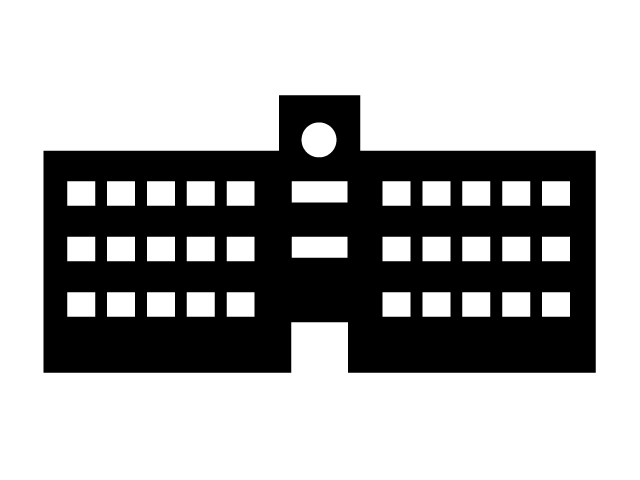 学校 | 校舎 | 校門 - シンプル / クリップアート / アイコン / イラスト / 無料 / 白黒 / 二色 / PNG形式：背景透明