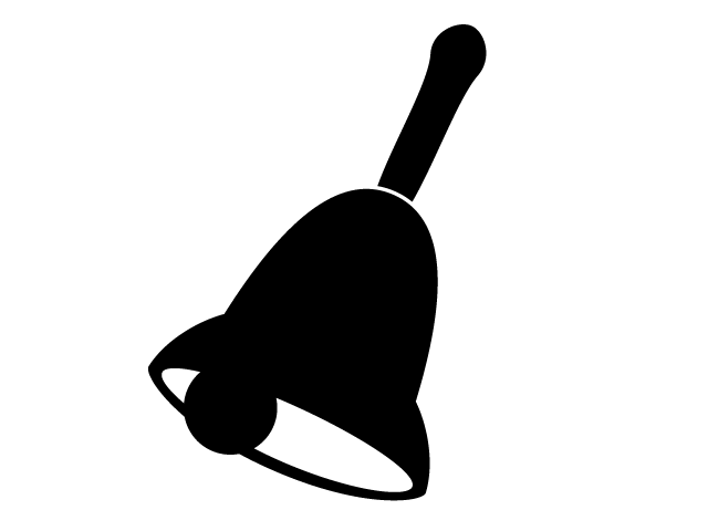 始業ベル | 鳴り響く | 開始 - シンプル / クリップアート / アイコン / イラスト / 無料 / 白黒 / 二色 / PNG形式：背景透明