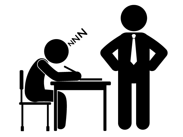 居眠り | 授業中 | 叱られる - シンプル / クリップアート / アイコン / イラスト / 無料 / 白黒 / 二色 / PNG形式：背景透明
