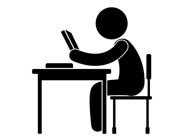 授業中 | 勉強 | 教室 - シンプル / クリップアート / アイコン / イラスト / 無料 / 白黒 / 二色 / PNG形式：背景透明