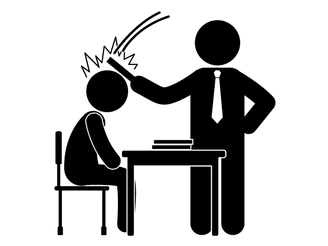 先生に叱られる | 宿題を忘れる | 居眠り - シンプル / クリップアート / アイコン / イラスト / 無料 / 白黒 / 二色 / PNG形式：背景透明