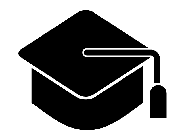 大学院帽子 | 勉強 | 学生 - シンプル / クリップアート / アイコン / イラスト / 無料 / 白黒 / 二色 / PNG形式：背景透明