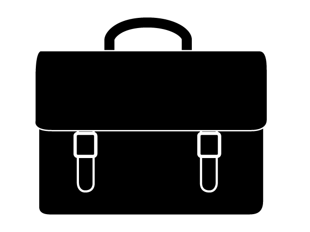 学生カバン | 通学 | 教科書 - シンプル / クリップアート / アイコン / イラスト / 無料 / 白黒 / 二色 / PNG形式：背景透明