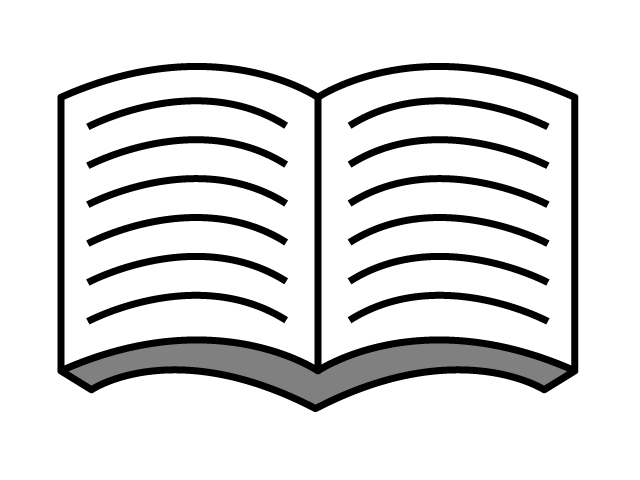 教科書 | 勉強道具 | ノート - シンプル / クリップアート / アイコン / イラスト / 無料 / 白黒 / 二色 / PNG形式：背景透明