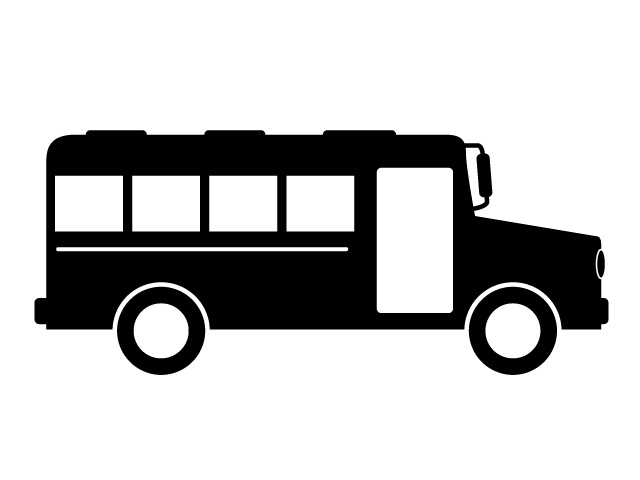 スクールバス | 通学 | 移動 - シンプル / クリップアート / アイコン / イラスト / 無料 / 白黒 / 二色 / PNG形式：背景透明