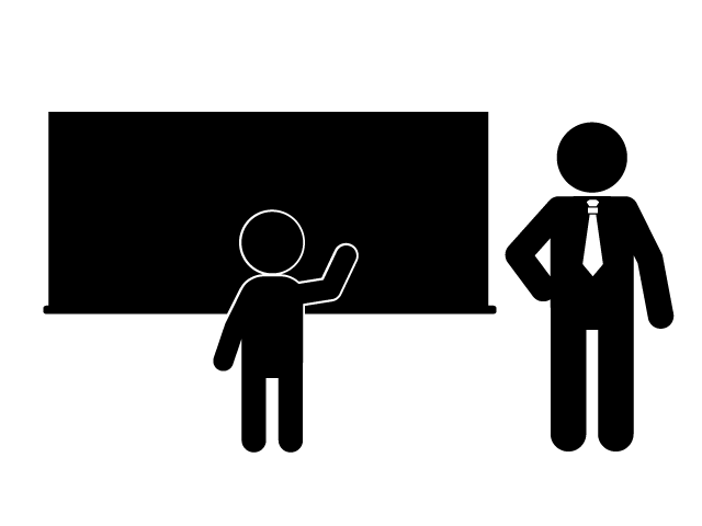 黒板に書く | 前に行く | 答える - シンプル / クリップアート / アイコン / イラスト / 無料 / 白黒 / 二色 / PNG形式：背景透明