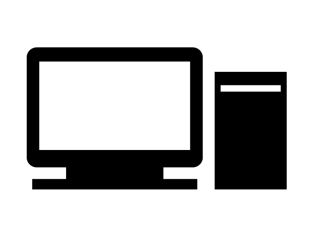 パソコン | コンピューター授業 | IT活用 - シンプル / クリップアート / アイコン / イラスト / 無料 / 白黒 / 二色 / PNG形式：背景透明
