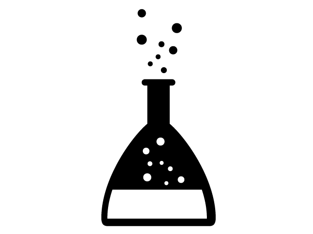 科学の授業 | 実験 | フラスコ - シンプル / クリップアート / アイコン / イラスト / 無料 / 白黒 / 二色 / PNG形式：背景透明