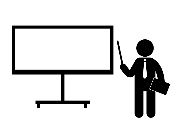 講義 | 授業 | 先生 - シンプル / クリップアート / アイコン / イラスト / 無料 / 白黒 / 二色 / PNG形式：背景透明