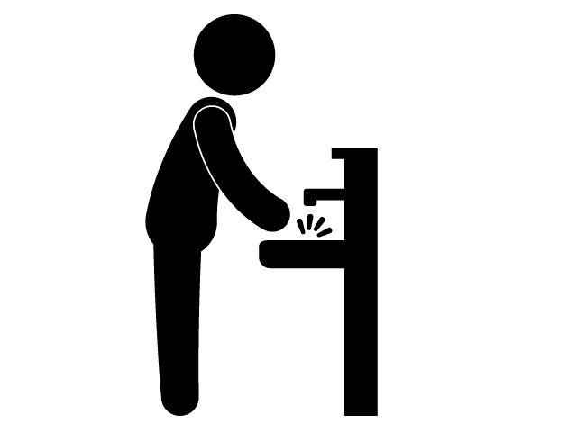 手を洗う | 風邪予防 | 清潔 - シンプル / クリップアート / アイコン / イラスト / 無料 / 白黒 / 二色 / PNG形式：背景透明