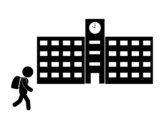 学校 | 校門 | 休日 - シンプル / クリップアート / アイコン / イラスト / 無料 / 白黒 / 二色 / PNG形式：背景透明