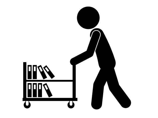 図書係 | 本 | 図書館 - シンプル / クリップアート / アイコン / イラスト / 無料 / 白黒 / 二色 / PNG形式：背景透明