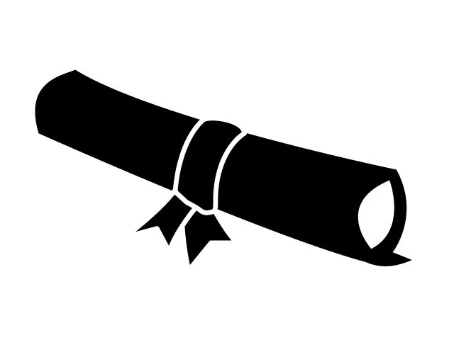 卒業証書 | 悲しい | 寂しい - シンプル / クリップアート / アイコン / イラスト / 無料 / 白黒 / 二色 / PNG形式：背景透明